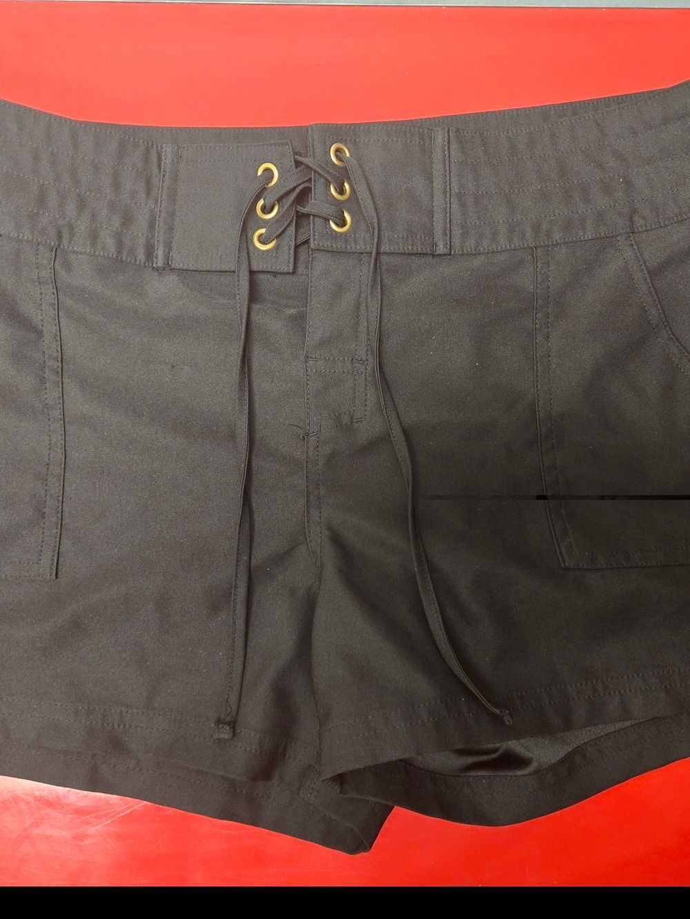 Women's Black Lace-Up Waist Shorts